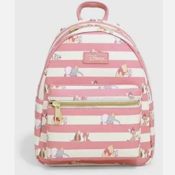 Disney "Winnie The Pooh - Best Friends" Pink Striped Women's Backpack - Picture 1 of 7